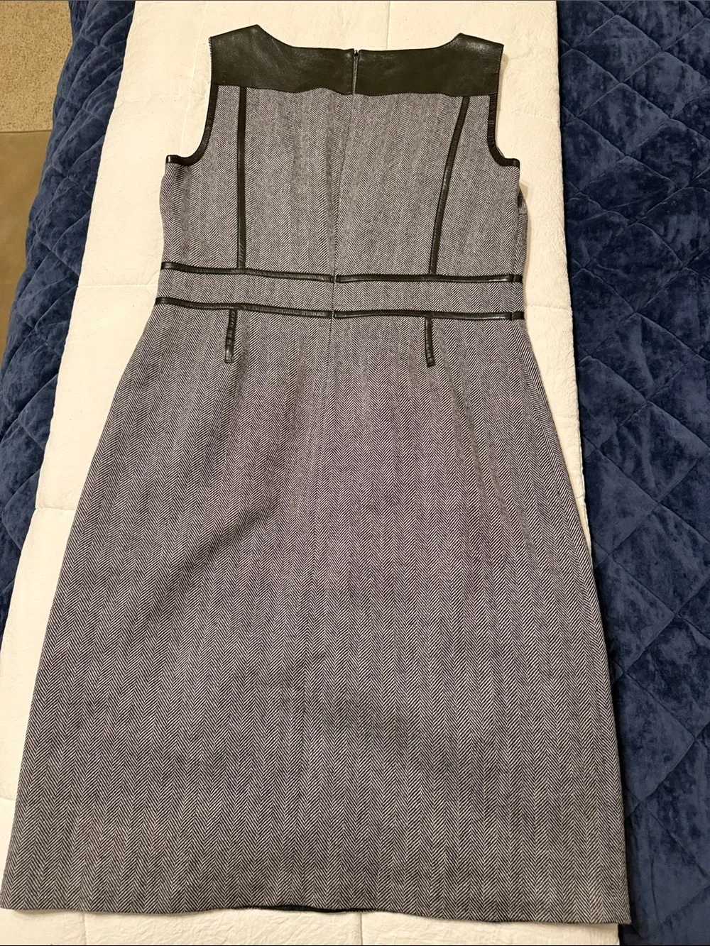 Tory Burch Grey Sheath Dress with Black Trim